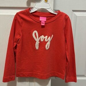 Girls Small 4/5 Lilly Pulitzer red long sleeve Joy top